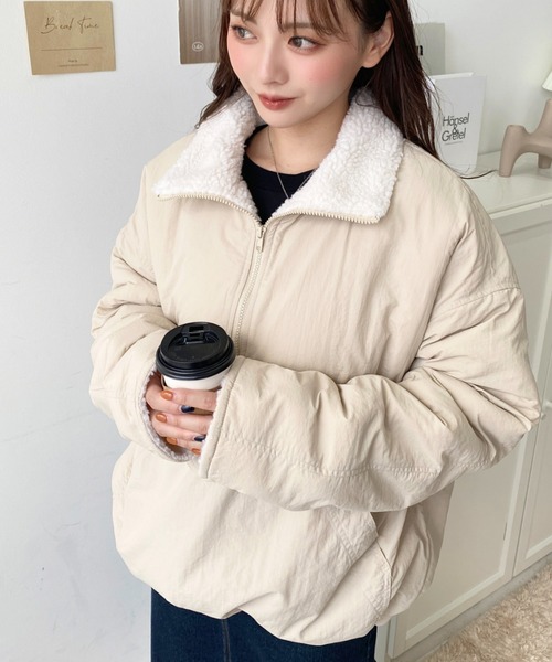 セール】裏ボアナイロンスタンドカラーアノラックブルゾン（ナイロン