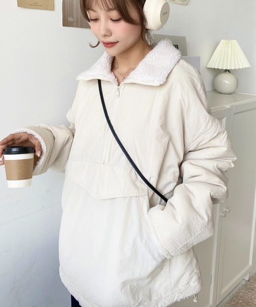 セール】裏ボアナイロンスタンドカラーアノラックブルゾン（ナイロン