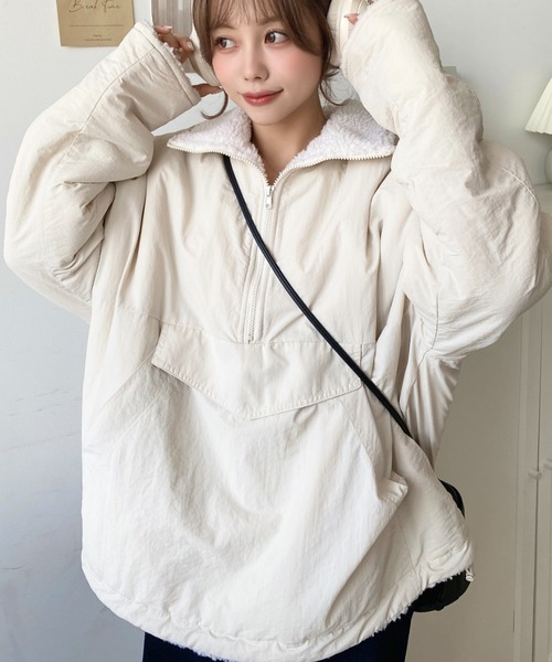 セール】裏ボアナイロンスタンドカラーアノラックブルゾン（ナイロン