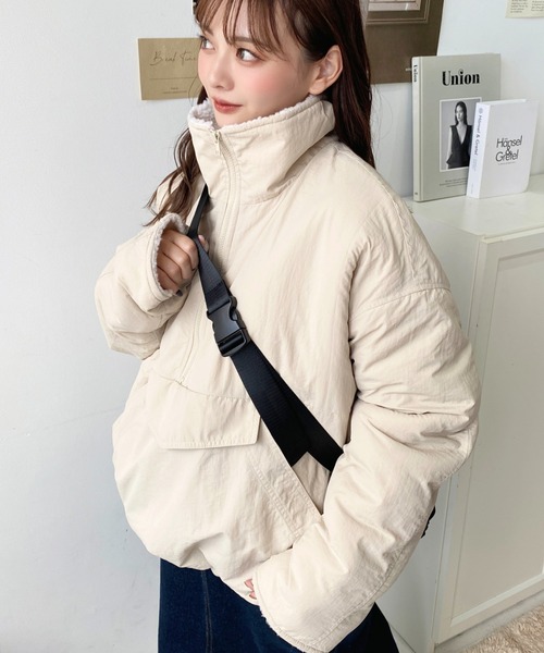 セール】裏ボアナイロンスタンドカラーアノラックブルゾン（ナイロン