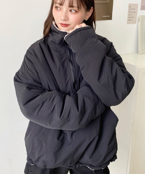 moment+（モーメントプラス）の「裏ボアナイロンスタンドカラー