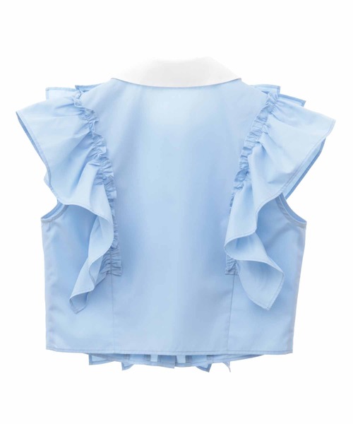 31 Sons de mode（トランテアン　ソン　ドゥ　モード）の「クロップドフリルシャツ（シャツ/ブラウス・レディース・ブラック/オフホワイト/サックスブルー・36/38）」の18枚目の写真