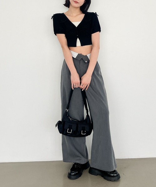 Heather(ヘザー)の「リボンモチーフカーディガン(半袖) 118735(カーディガン/ボレロ・レディース・ブラック/グレー/オフホワイト・FREE)」の14枚目の写真
