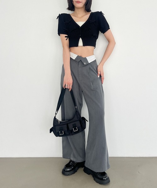 Heather(ヘザー)の「リボンモチーフカーディガン(半袖) 118735(カーディガン/ボレロ・レディース・ブラック/グレー/オフホワイト・FREE)」の15枚目の写真