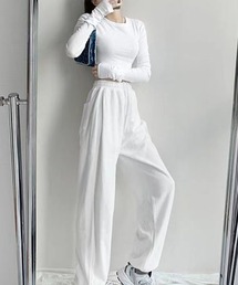 sweat pants /ウエストドローコード ジョガースウェットパンツ レディース ゆったりシルエット ストレッチ素材 カジュアル リラックスボトムス 全 8 色展開