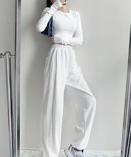 gossip!ロサンゼルス(ゴシップロサンゼルス)の「sweat pants /スウェット ジョガーパンツ(スウェットパンツ・レディース・ミント/ブラック/カーキ/オフホワイト/ホワイト/ライトグレー/ネイビー/ダークグレー・FREE)」の2枚目の写真