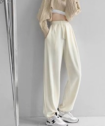 sweat pants /ウエストドローコード ジョガースウェットパンツ レディース ゆったりシルエット ストレッチ素材 カジュアル リラックスボトムス 全 8 色展開