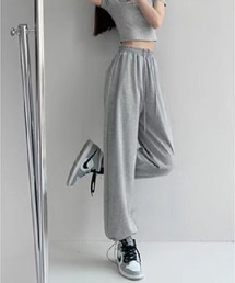 sweat pants /ウエストドローコード ジョガースウェットパンツ レディース ゆったりシルエット ストレッチ素材 カジュアル リラックスボトムス 全 8 色展開