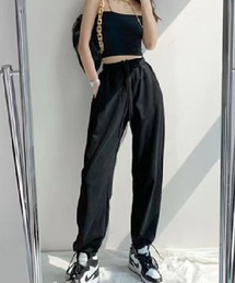 sweat pants /ウエストドローコード ジョガースウェットパンツ レディース ゆったりシルエット ストレッチ素材 カジュアル リラックスボトムス 全 8 色展開