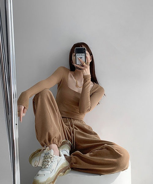 gossip!ロサンゼルス(ゴシップロサンゼルス)の「sweat pants /スウェット ジョガーパンツ(スウェットパンツ・レディース・ミント/ブラック/カーキ/オフホワイト/ホワイト/ライトグレー/ネイビー/ダークグレー・FREE)」の11枚目の写真