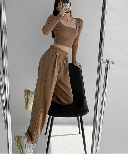 gossip!ロサンゼルス(ゴシップロサンゼルス)の「sweat pants /スウェット ジョガーパンツ(スウェットパンツ・レディース・ミント/ブラック/カーキ/オフホワイト/ホワイト/ライトグレー/ネイビー/ダークグレー・FREE)」の13枚目の写真