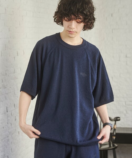 TOWNCRAFT（タウンクラフト）の「TOWNCRAFT（タウンクラフト）別注ループヤーンニットプルオーバー（WEB限定カラー）（ニット/セーター・メンズ・ネイビー/ダークブラウン/オフホワイト/ブラック・M/L/XL）」の4枚目の写真