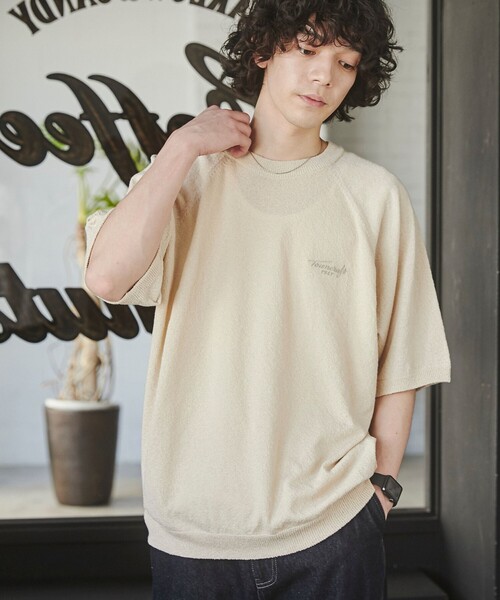 TOWNCRAFT（タウンクラフト）の「TOWNCRAFT（タウンクラフト）別注ループヤーンニットプルオーバー（WEB限定カラー）（ニット/セーター・メンズ・ネイビー/ダークブラウン/オフホワイト/ブラック・M/L/XL）」の2枚目の写真