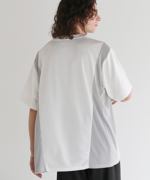 ASTRONOMY（アストロノミー）の「Buyer's Select/異素材切り替え/プリーツ/ポンチ半袖オーバーTシャツ（Tシャツ/カットソー・メンズ・グレー/ブラック/ホワイト・M/L）」の5枚目の写真