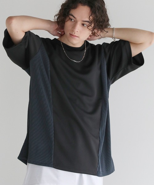 ASTRONOMY（アストロノミー）の「Buyer's Select/異素材切り替え/プリーツ/ポンチ半袖オーバーTシャツ（Tシャツ/カットソー・メンズ・グレー/ブラック/ホワイト・M/L）」の10枚目の写真