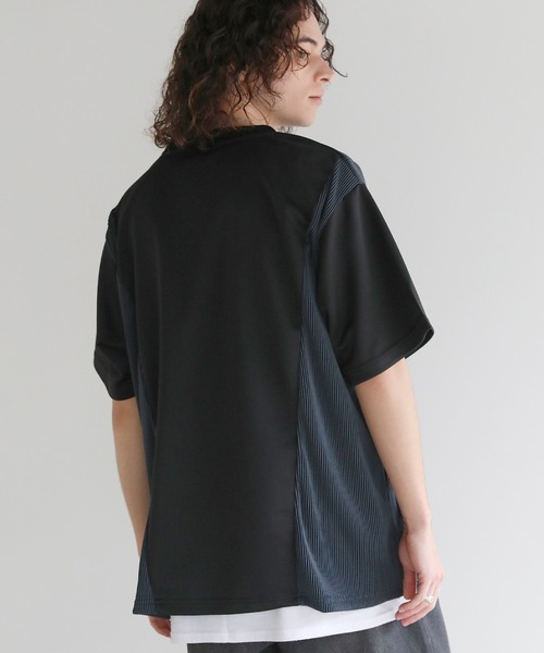 ASTRONOMY（アストロノミー）の「Buyer's Select/異素材切り替え/プリーツ/ポンチ半袖オーバーTシャツ（Tシャツ/カットソー・メンズ・グレー/ブラック/ホワイト・M/L）」の11枚目の写真