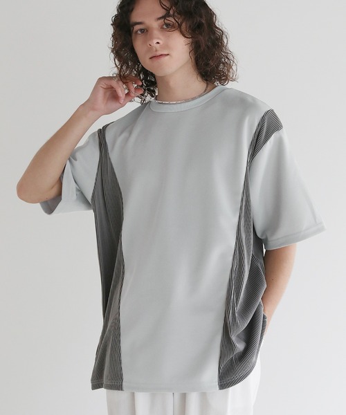 ASTRONOMY（アストロノミー）の「Buyer's Select/異素材切り替え/プリーツ/ポンチ半袖オーバーTシャツ（Tシャツ/カットソー・メンズ・グレー/ブラック/ホワイト・M/L）」の17枚目の写真