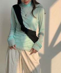 【tood.】シアー ハイネック長袖トップス