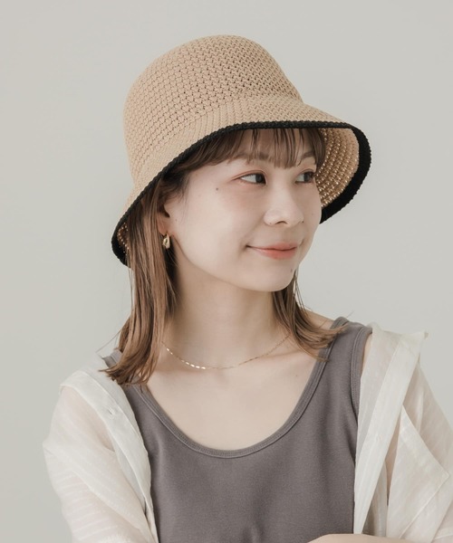 SMELLY（スメリー）の「バイカラーシンプルハット（ハット・レディース・ブラック/ベージュ・-）」の2枚目の写真
