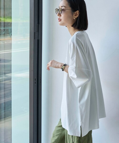 coen(コーエン)の「ピグメントプリントビッグTシャツ(Tシャツ/カットソー・レディース・ダークグレー/ライトピンク/オフホワイト・FREE)」の7枚目の写真