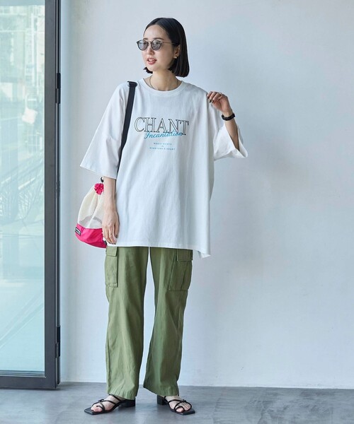 coen(コーエン)の「ピグメントプリントビッグTシャツ(Tシャツ/カットソー・レディース・ダークグレー/ライトピンク/オフホワイト・FREE)」の8枚目の写真