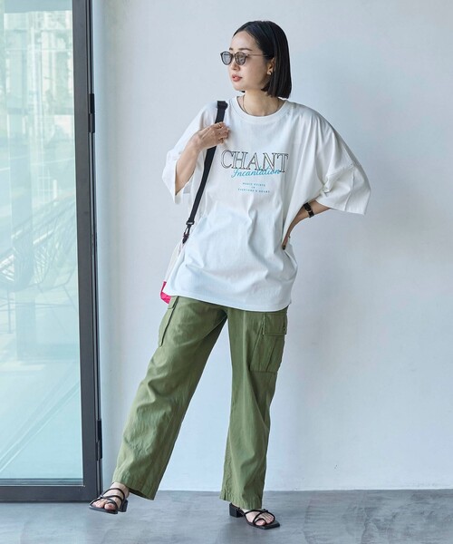 coen(コーエン)の「ピグメントプリントビッグTシャツ(Tシャツ/カットソー・レディース・ダークグレー/ライトピンク/オフホワイト・FREE)」の9枚目の写真