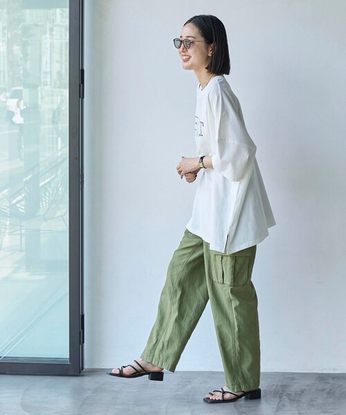 coen(コーエン)の「ピグメントプリントビッグTシャツ(Tシャツ/カットソー・レディース・ダークグレー/ライトピンク/オフホワイト・FREE)」の10枚目の写真