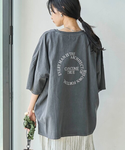 coen(コーエン)の「ピグメントプリントビッグTシャツ(Tシャツ/カットソー・レディース・ダークグレー/ライトピンク/オフホワイト・FREE)」の11枚目の写真