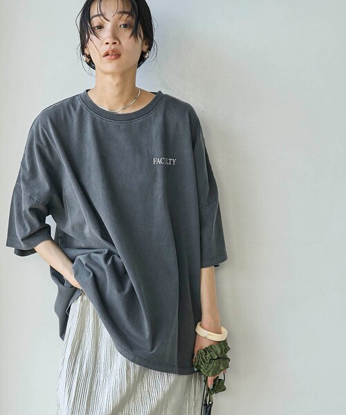 coen(コーエン)の「ピグメントプリントビッグTシャツ(Tシャツ/カットソー・レディース・ダークグレー/ライトピンク/オフホワイト・FREE)」の12枚目の写真