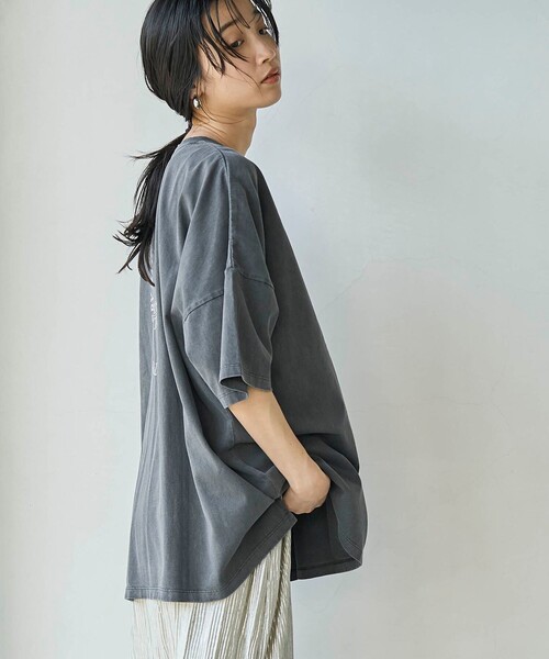 coen(コーエン)の「ピグメントプリントビッグTシャツ(Tシャツ/カットソー・レディース・ダークグレー/ライトピンク/オフホワイト・FREE)」の13枚目の写真
