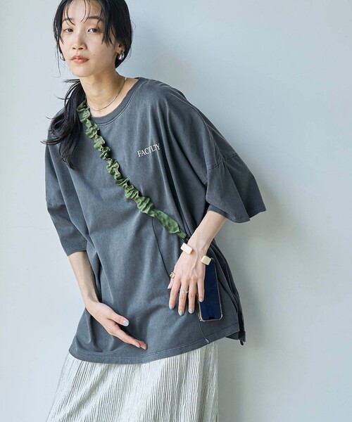 coen(コーエン)の「ピグメントプリントビッグTシャツ(Tシャツ/カットソー・レディース・ダークグレー/ライトピンク/オフホワイト・FREE)」の15枚目の写真