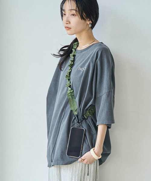 coen(コーエン)の「ピグメントプリントビッグTシャツ(Tシャツ/カットソー・レディース・ダークグレー/ライトピンク/オフホワイト・FREE)」の16枚目の写真