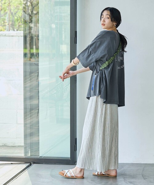 coen(コーエン)の「ピグメントプリントビッグTシャツ(Tシャツ/カットソー・レディース・ダークグレー/ライトピンク/オフホワイト・FREE)」の19枚目の写真