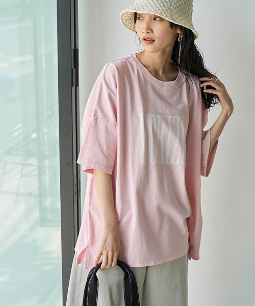 coen(コーエン)の「ピグメントプリントビッグTシャツ(Tシャツ/カットソー・レディース・ダークグレー/ライトピンク/オフホワイト・FREE)」の21枚目の写真