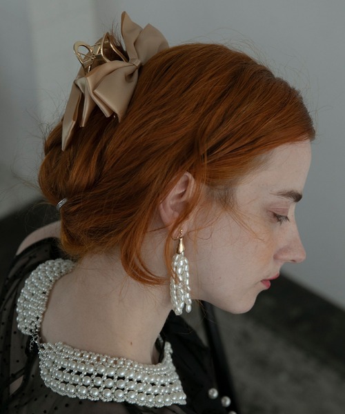 BONLECILL noir（ボンルシールノワール）の「【BONLECILL noir】サテンリボンヘアクリップ（バレッタ/ヘアクリップ・レディース・ベージュ/オフホワイト/ブラック・FREE）」の19枚目の写真