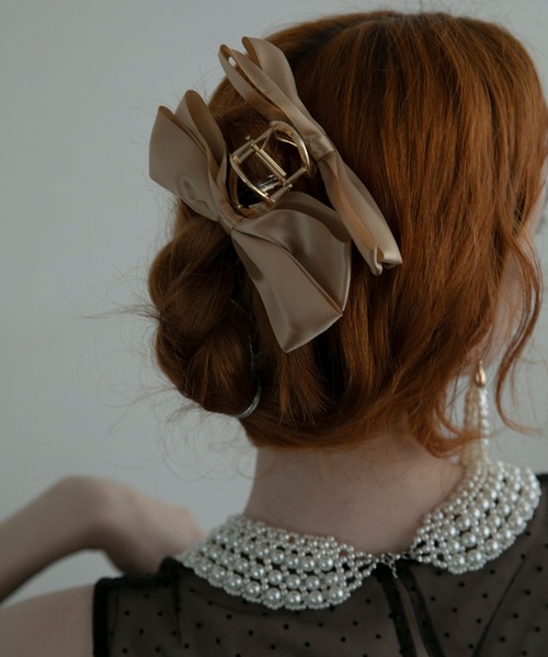 BONLECILL noir（ボンルシールノワール）の「【BONLECILL noir】サテンリボンヘアクリップ（バレッタ/ヘアクリップ・レディース・ベージュ/オフホワイト/ブラック・FREE）」の21枚目の写真