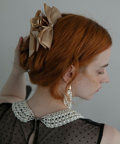 BONLECILL noir（ボンルシールノワール）の「【BONLECILL noir】サテンリボンヘアクリップ（バレッタ/ヘアクリップ・レディース・ベージュ/オフホワイト/ブラック・FREE）」の22枚目の写真