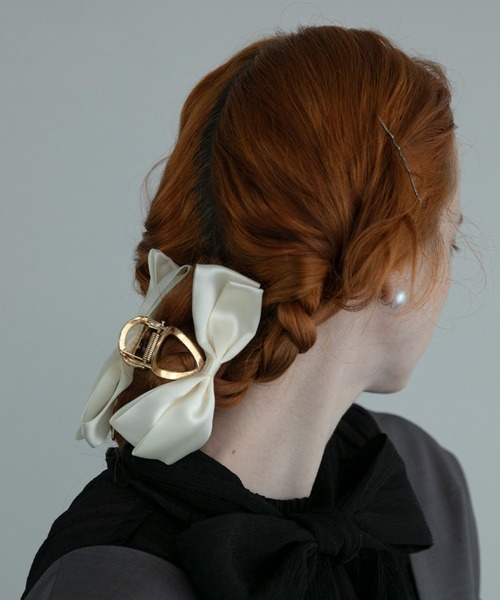 BONLECILL noir（ボンルシールノワール）の「【BONLECILL noir】サテンリボンヘアクリップ（バレッタ/ヘアクリップ・レディース・ベージュ/オフホワイト/ブラック・FREE）」の12枚目の写真