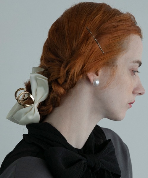 BONLECILL noir（ボンルシールノワール）の「【BONLECILL noir】サテンリボンヘアクリップ（バレッタ/ヘアクリップ・レディース・ベージュ/オフホワイト/ブラック・FREE）」の13枚目の写真