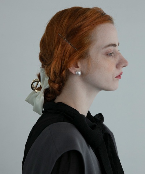 BONLECILL noir（ボンルシールノワール）の「【BONLECILL noir】サテンリボンヘアクリップ（バレッタ/ヘアクリップ・レディース・ベージュ/オフホワイト/ブラック・FREE）」の14枚目の写真