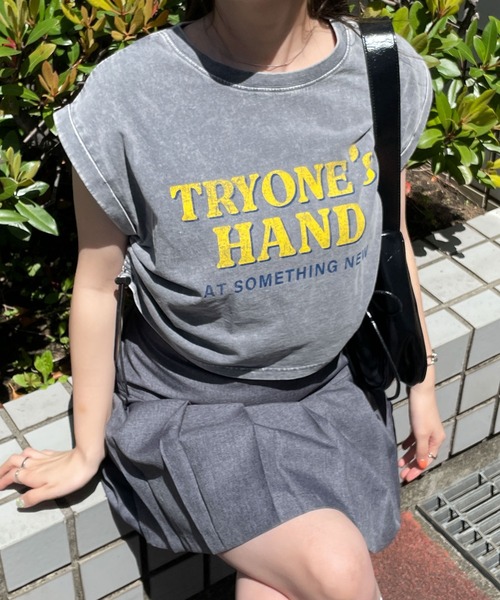 WEGO(ウィゴー)の「WEGO/ヴィンテージウォッシュドロストデザインT(Tシャツ/カットソー・レディース・グレー系その他/スミクロ/その他2/その他1/その他3/その他4・FREE)」の3枚目の写真