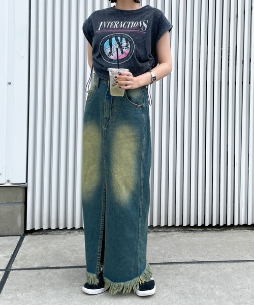 WEGO(ウィゴー)の「WEGO/ヴィンテージウォッシュドロストデザインT(Tシャツ/カットソー・レディース・グレー系その他/スミクロ/その他2/その他1/その他3/その他4・FREE)」の7枚目の写真