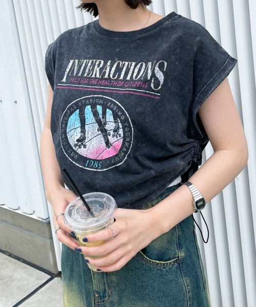 WEGO(ウィゴー)の「WEGO/ヴィンテージウォッシュドロストデザインT(Tシャツ/カットソー・レディース・グレー系その他/スミクロ/その他2/その他1/その他3/その他4・FREE)」の10枚目の写真