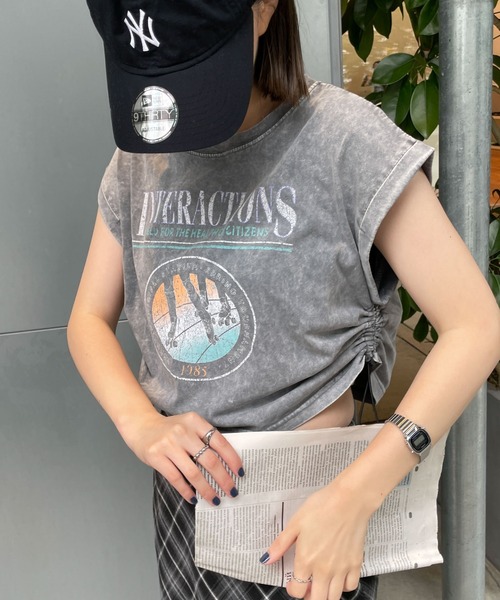 WEGO(ウィゴー)の「WEGO/ヴィンテージウォッシュドロストデザインT(Tシャツ/カットソー・レディース・グレー系その他/スミクロ/その他2/その他1/その他3/その他4・FREE)」の12枚目の写真