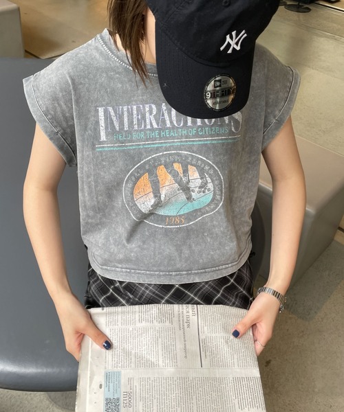 WEGO(ウィゴー)の「WEGO/ヴィンテージウォッシュドロストデザインT(Tシャツ/カットソー・レディース・グレー系その他/スミクロ/その他2/その他1/その他3/その他4・FREE)」の13枚目の写真