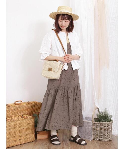 Samansa Mos2(サマンサ モスモス)の「【抗菌防臭】前後2way清楚なティアードキャミワンピ(ワンピース・レディース・グレー/キャメル/ブラック・F)」の3枚目の写真