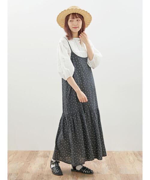 Samansa Mos2(サマンサ モスモス)の「【抗菌防臭】前後2way清楚なティアードキャミワンピ(ワンピース・レディース・グレー/キャメル/ブラック・F)」の2枚目の写真