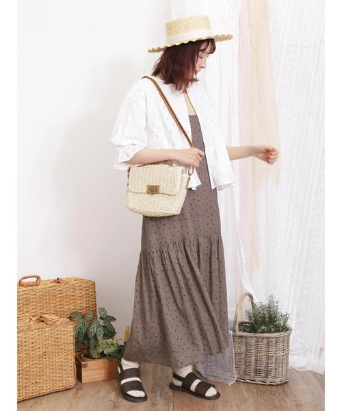 Samansa Mos2(サマンサ モスモス)の「【抗菌防臭】前後2way清楚なティアードキャミワンピ(ワンピース・レディース・グレー/キャメル/ブラック・F)」の21枚目の写真