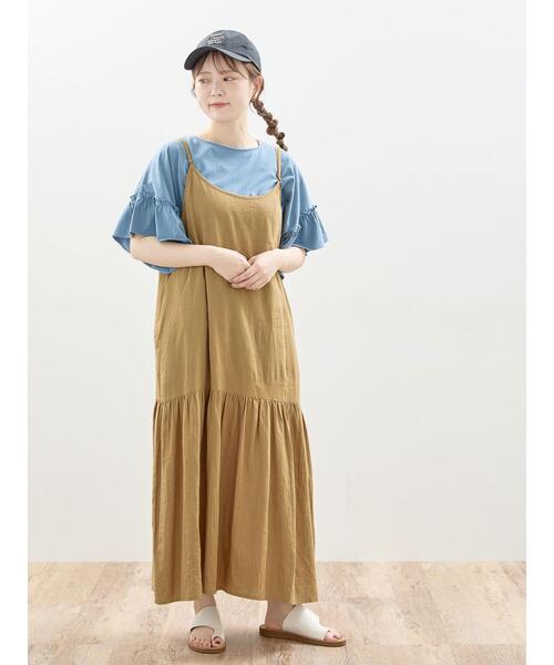 Samansa Mos2(サマンサ モスモス)の「【抗菌防臭】前後2way清楚なティアードキャミワンピ(ワンピース・レディース・グレー/キャメル/ブラック・F)」の22枚目の写真