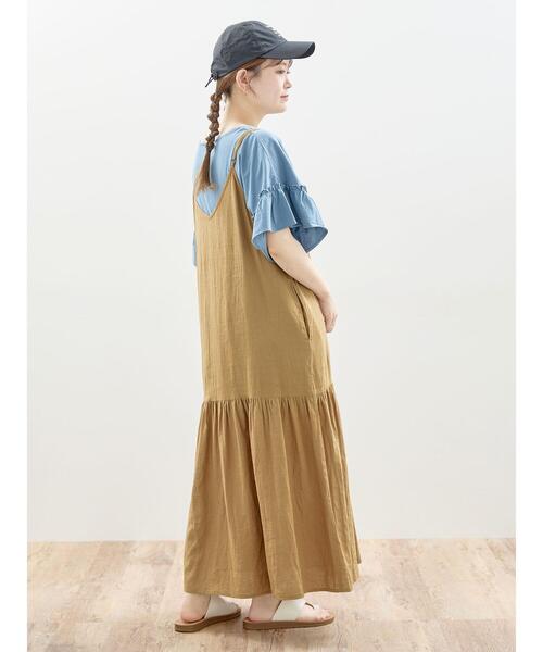 Samansa Mos2(サマンサ モスモス)の「【抗菌防臭】前後2way清楚なティアードキャミワンピ(ワンピース・レディース・グレー/キャメル/ブラック・F)」の14枚目の写真